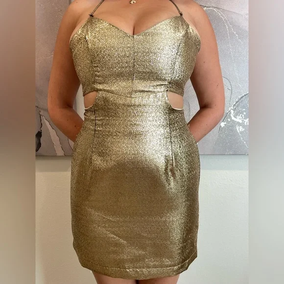 slim fit dress slacks Gold Sequins Nye Dress Large